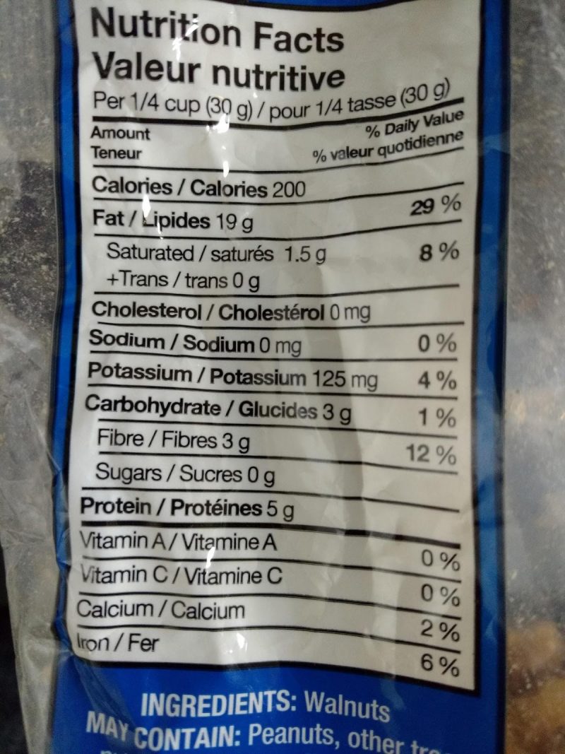 nutrition facts tables